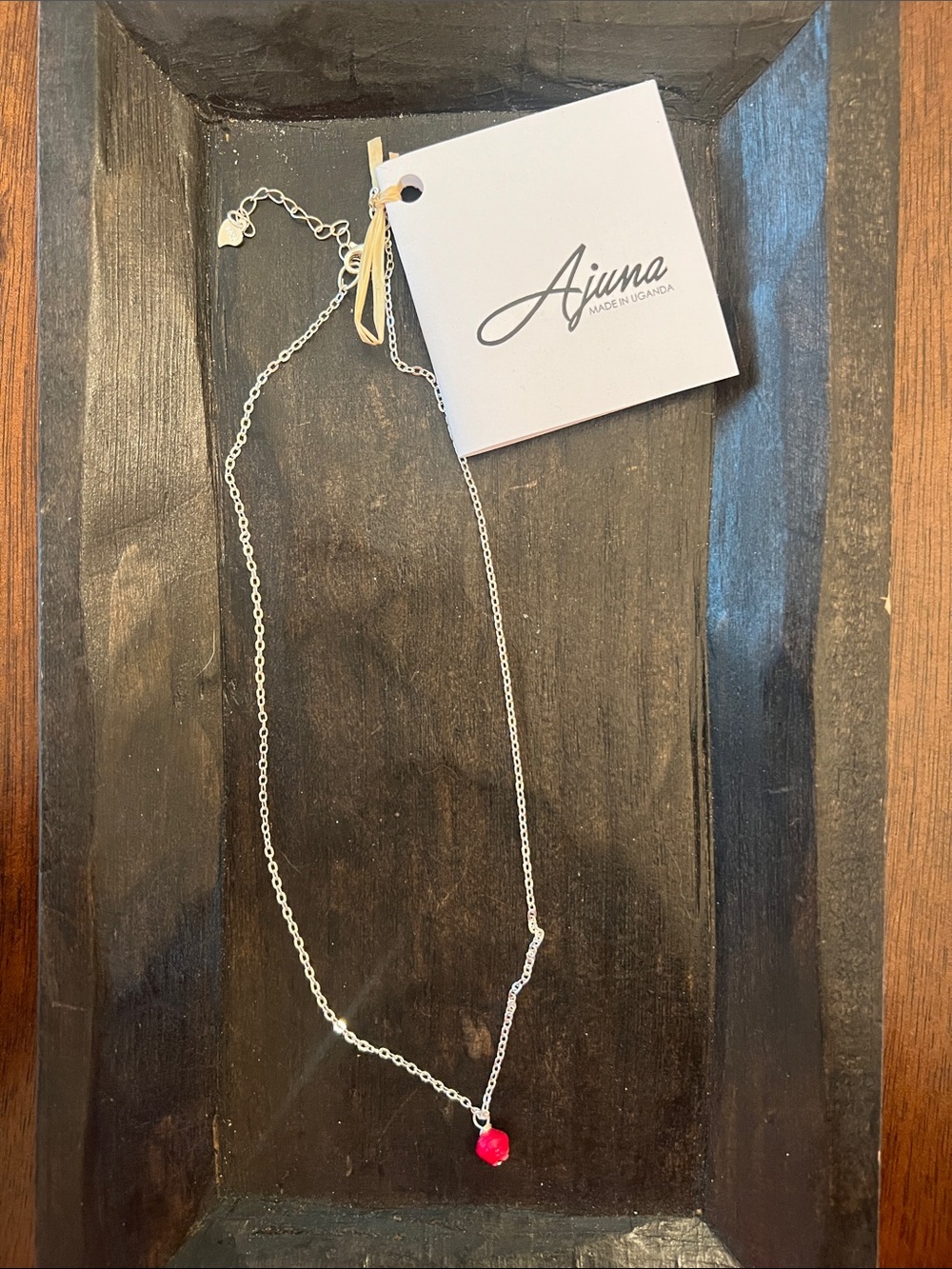 Ajuna Silver Chain Necklace with red paper Bead